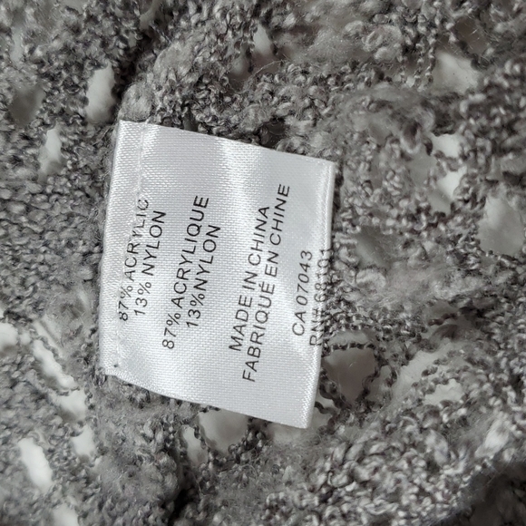 Belldini Gray Crochet Knit Long Sleeve Open Cardigan Sweater - Picture 10 of 14